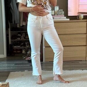 Zara White Frayed Hem Women's Jeans